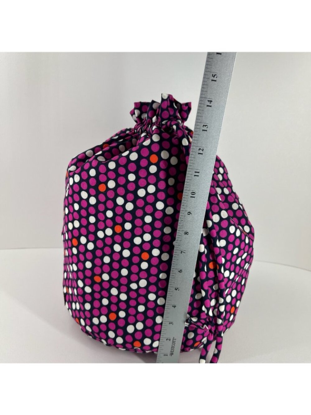 Vera Bradley Ditty Bag Women Lined Drawstring Makeup Travel Pouch Polka Dot Pink - Picture 11 of 13